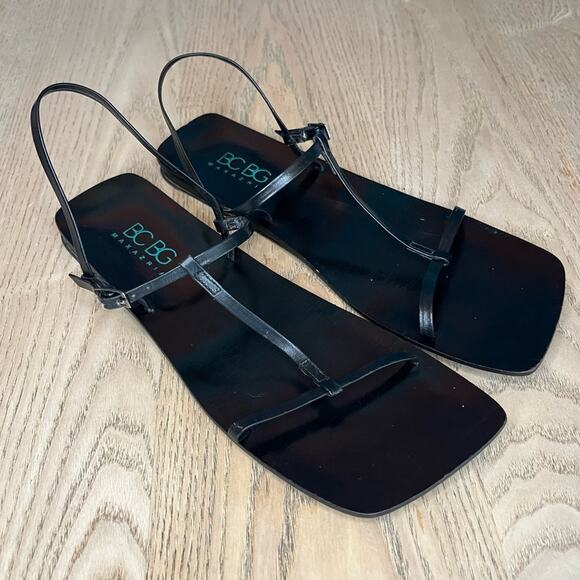 BCBGMaxAzria Gladiator Square Toe Strappy Sandals Black Size 7 - Picture 1 of 3